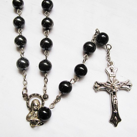 hematite beads rosary necklace,hematite beads rosary