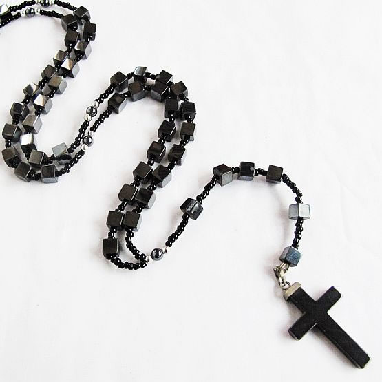 hematite beads rosary necklace,hematite beads rosary