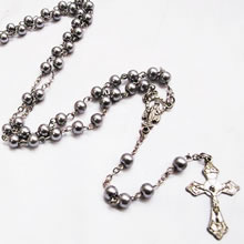 metal beads rosary necklace