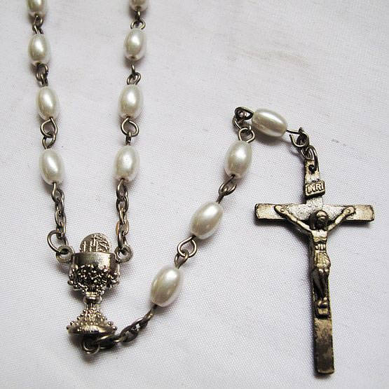 pearl beads rosary necklace,pearl beads rosary