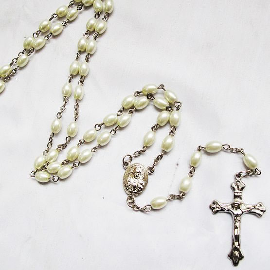 pearl beads rosary necklace,pearl beads rosary