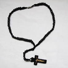 wooden rosary necklace