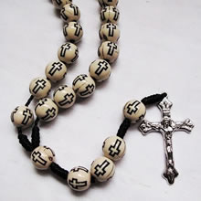 wooden rosary necklace