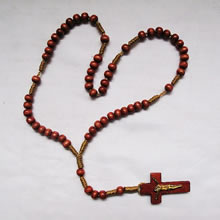 wooden rosary necklace