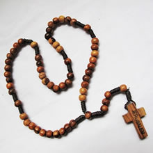 wooden rosary necklace