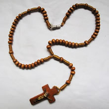 wooden rosary necklace