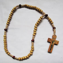 wooden rosary necklace