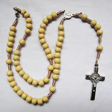 wooden rosary necklace