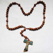 wooden rosary necklace
