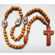 wooden rosary necklace