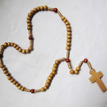 wooden rosary necklace