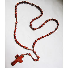 wooden rosary necklace