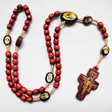wooden rosary necklace