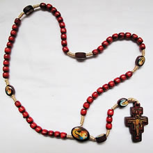 wooden rosary necklace
