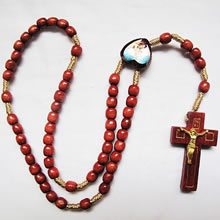 wooden rosary necklace
