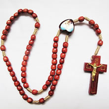 wooden rosary necklace