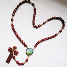 wooden rosary necklace
