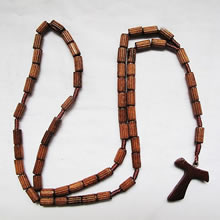 wooden rosary necklace