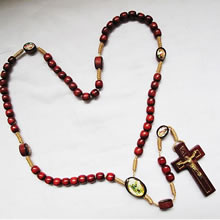 wooden rosary necklace