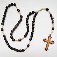 wooden rosary necklace