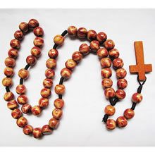 wooden rosary necklace