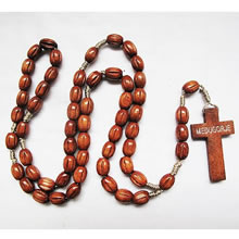 wooden rosary necklace