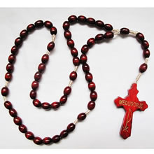 wooden rosary necklace