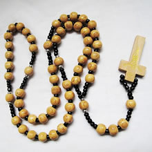 wooden rosary necklace