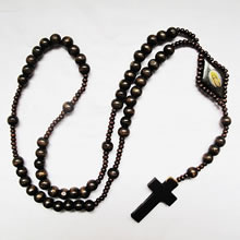 wooden rosary necklace