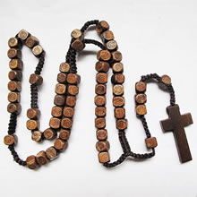 wooden rosary necklace