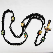wooden rosary necklace