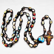 wooden rosary necklace