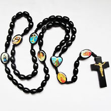 wooden rosary necklace