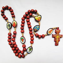 wooden rosary necklace