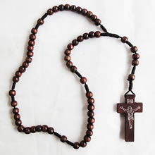 wooden rosary necklace