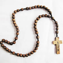 wooden rosary necklace