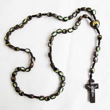 wooden rosary necklace