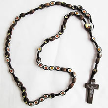 wooden rosary necklace