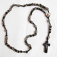 wooden rosary necklace
