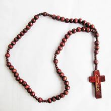 wooden rosary necklace