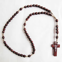 wooden rosary necklace