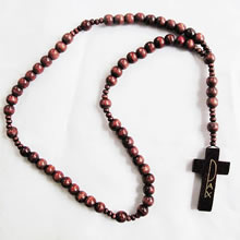 wooden rosary necklace