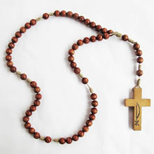 wooden rosary necklace