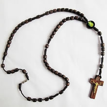 wooden rosary necklace