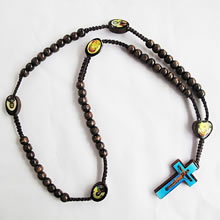 wooden rosary necklace