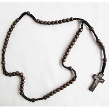 wooden rosary necklace