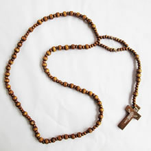 wooden rosary necklace