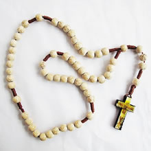 wooden rosary necklace