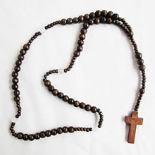 wooden rosary necklace