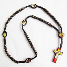 wooden rosary necklace